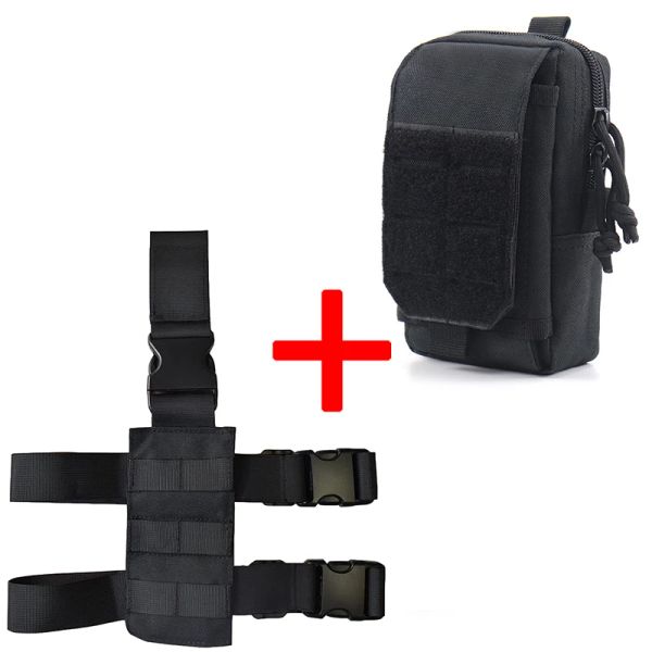 Coldres táticos plataforma de perna tática Rigação molle com tiras de cinta ajustável Módulo Molle com Molle Telefone EDC Bag Organzier