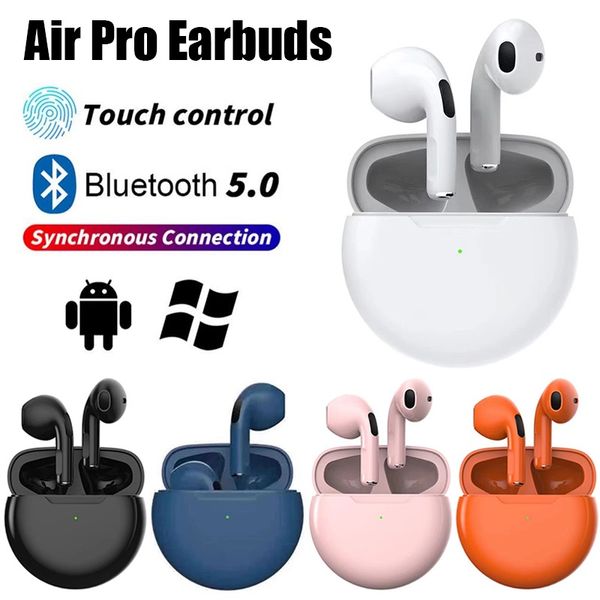 TWS PRO 6 Cuffie Bluetooth auricolare con auricolari hifi stereo microfono per la cuffia bluetooth wireless bluetooth Android di Infinix Tecno Xiaomi Samsung con imballaggio al dettaglio