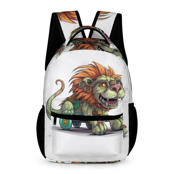 Sırt çantası aslan karikatür çizim tarzı kız polyester egzersiz sırt çantaları yumuşak şık okul çantaları sırt çantası