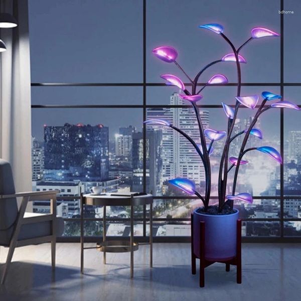 Fiori decorativi pianta in vaso luminosa magica LED interno LED 3 piante artificiali che cambiano colore Luce bonsai (senza pentola)