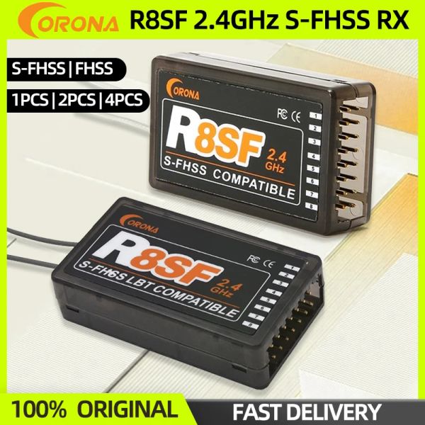 Auto 1/2/4pcs Corona R8SF 2,4 GHz Ricevitore 8CH SFHSS/FHSS Rx Compatibile Futaba T6J T8J T14SG 16SZ Trasmettitore di controllo remoto dell'aereo