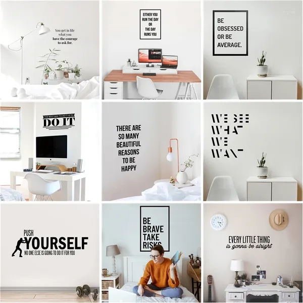 Wandaufkleber positiver Frase -Aufkleber für Bürozimmer Dekoration Text Wallpaper Abziehbilder Jungen Phrase Decal Art Mural Poster