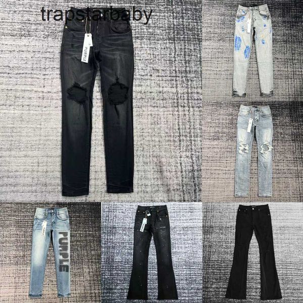 jeans viola di alta qualità jeans in tessuto ispessivi pantaloni a campana pantaloni morbidi pantaloni da uomo pantaloni da uomo dritta retrò abbigliamento designer casual jeans per uomini