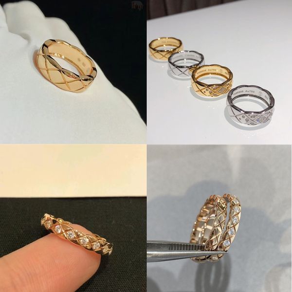 Tasarımcı En Kaliteli Kanaljewelry S925 STERLING Gümüş Elmas Yüzük Kadınlar İnce Lüks 18K Altın Yüzük Klasik Moda Çift Düğün Kardeşi Hediyesi