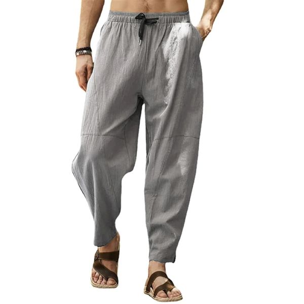 Pantaloni da uomo cotone largo hippie boho gypsy aladdin yoga harem pantaloni elastici in vita elastico pantaloni estivi traspiranti con POC