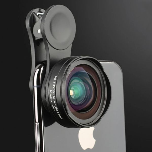 FILTROS 9K HD 18mm Lente de largura sem distorção com lentes de macro de 15x Lentes externas para iPhone 13 12 Phones Pro Max Android