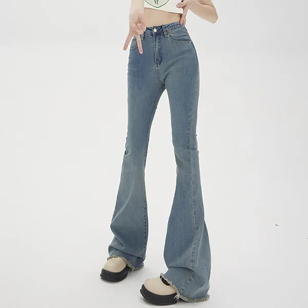 Pantaloni di jeans jeans femminile donne allungare la donna in alto a campana con il pantalone di bagliore femminile