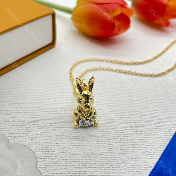 Женское дизайнерское ожерелье роскошные подвесные ожерелья кролика мода 18 тыс. Золотые ювелирные украшения очаровательный стиль Ladies Long Chaus