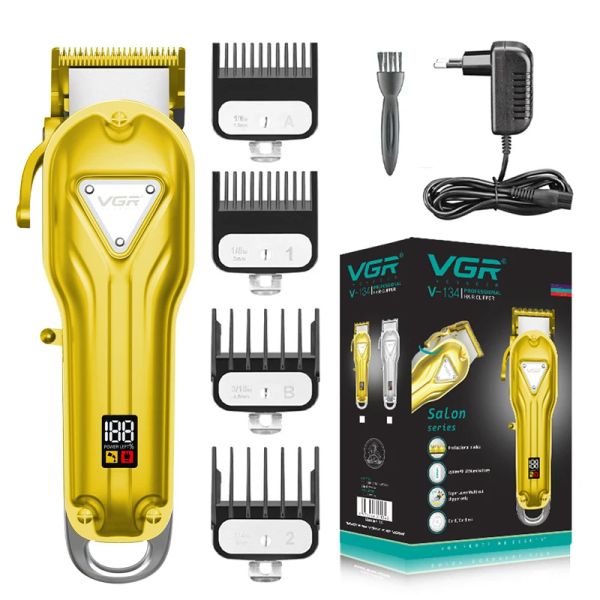 CLIPPERS VGR Professional All Metal Hair Trimmer For Men barbeiro elétrico Clipper Recarregável Máquina de corte de cabelo Cord/sem fio