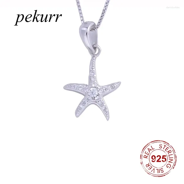 Pingentes Pekurr 925 Sterling Silver Cubic Zircon North Star Colar para mulheres jóias finas de gargantilha de estrela do cristal de cristal