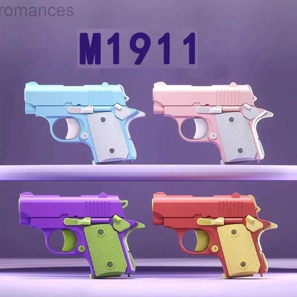 Descompressão brinquedo 3d mini 1911 model pistolas de pistola de brinquedos para meninos infantil balas sem incêndio lançador de borracha para presente gravidade cub jump cenoura faca d240424