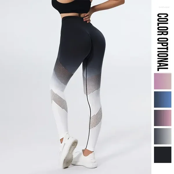 Aktif Pantolon Gradyan Renk Yüksek Bel Kadın Yoga Taytlar Takım Yumuşak ve Strengy Sports Work Wear Dışarıda Spor giyim