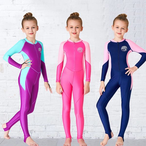 Roupas com zíper frontal roupas de banho muçulmana de natação islâmica para meninas Burkinis Kids de manga longa Moslim Moslim Badmode Sportswear