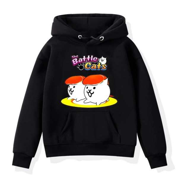 Sweatshirts Spiel das Kampfkatzen Muster Hoodie süße Cartoon Girls Pullover Kinderkleidung Anime Sweatshirt für Kinder Jungen Oberbekleidung
