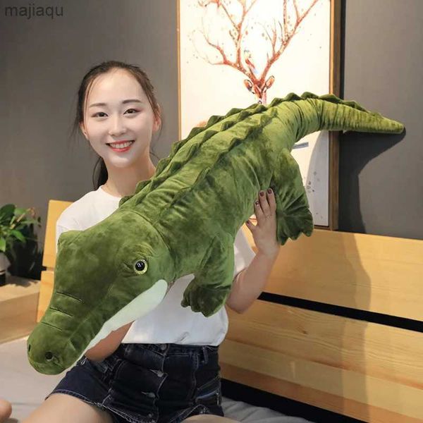 Bonecas de pelúcia simulação grande crocodilo macio brinquedo de pelúcia fofo travesseiro de animal de pelúcia de pelúcia de pelúcia verde gigante aligator almofada garoto de aniversário presente de aniversáriol2404