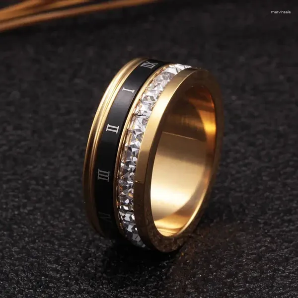 Cluster Ringe hochwertige Edelstahl Römische Ziffern Design Männer Frauen Charme Brand Hochzeit Party Crystal Fashion Anillo