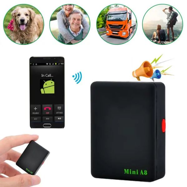 Alarme Mini GPS Tracker Mini A8 GSM/GPRS/LBS Localizador de rastreador de lbs 500mAh Adaptador em tempo real Car Family Family Pet Fool para carro