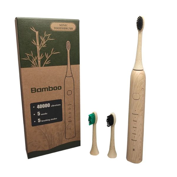 Teste ecofriendly Electric Dente Sprobrush Bamboo Brush Testa IPX7 DuPont Bristles Sonic Sonic Healthe più Healthing Denti Regalo per la pulizia