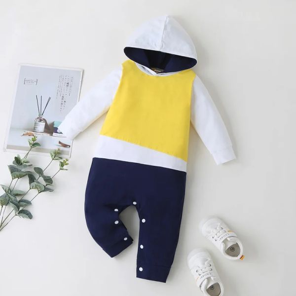 One-Pieces Mode Kleidung Baby Mädchen Strampler Baumwolle Frühling Herbst Patchwork Langarm Hoodies Baby Jungen Strampler Sport Baby Jumpsuit 018m