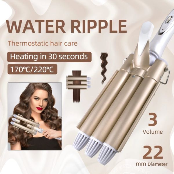 Glättler Kemei Professionelle elektrische Lockenhaarwerkzeuge Eisen Keramik dreifache Haarstyler Haare Wander Styling Haarschlangenwerkzeuge