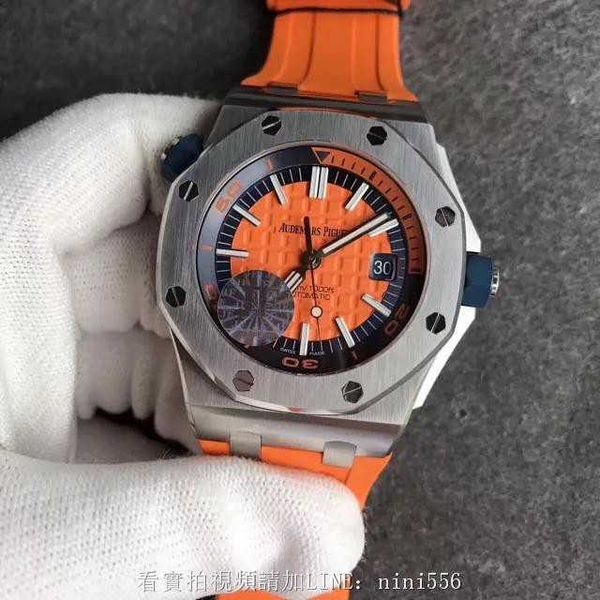 Designer assistir Luxury Automatic Mechanical Watches Series 15710 Orange Disc Chain Machine Men.