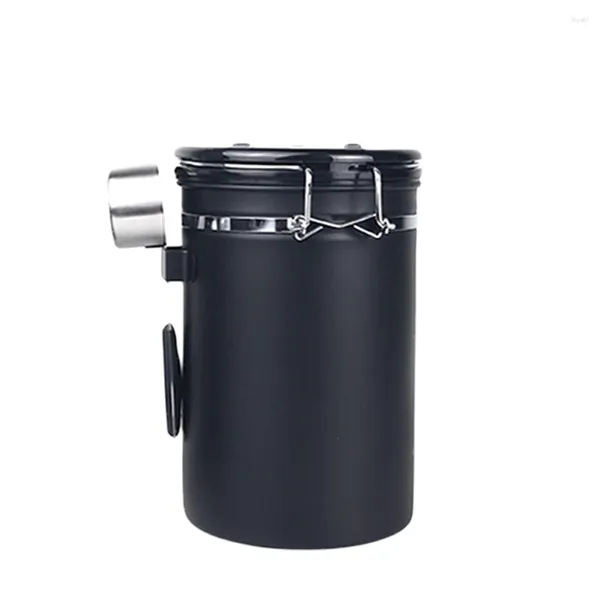 Бутылки для хранения с ложкой из нержавеющей стали Pression Pression Airtage Beans Cafe Canister Kitchen Tea Tea Sugar Can Cane Container