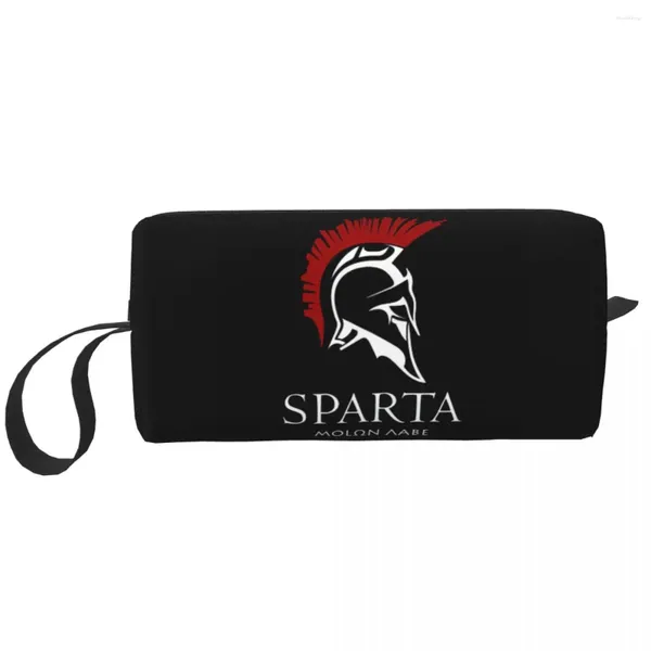 Aufbewahrungstaschen Reise Spartan Molon Labe Sparta Warrior Toilior Tasche Tragbarer kosmetischer Make -up -Organisator Frauen Schönheit Dopp Kit Hülle