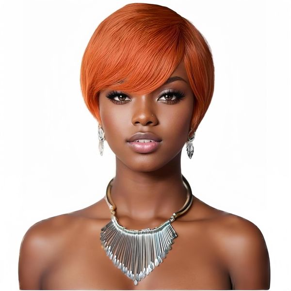 Pixie Cut Wig Human Hair ombre loira barata bob straight peruca para mulheres negras Nenhuma renda frontal brasileiro Remy