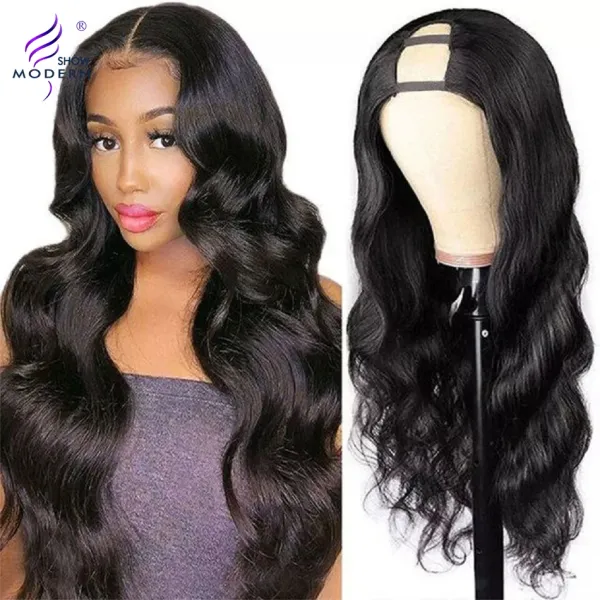 Peruklar vücut dalgası u parça peruk 30 inç parlak insan saç perukları kadınlar için brezilya saçları dalgalı u bölüm 150% yoğunluk doğal siyah ucuz peruk