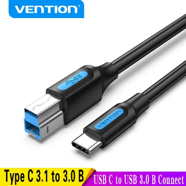 Аксессуары vention USB C до USB Тип B 3.0 Кабель для HDD -корпуса в корпусе веб -камеры цифровое видео синее лучевое привод тип C Square Cord новый