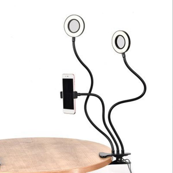 Tripods Universal Selfie Ringlicht mit flexibler Handyhalter Lazy Bracket Desk Lampe LED -Licht für Live -Stream -Büroküche