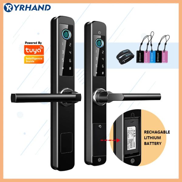 Steuerelemente wasserdichte Outdoor einfach zu installieren Fingerabdruck Tuya WiFi App RFID Kartencode Keyless Smart Electronic Door Lock Aluminium/Slide