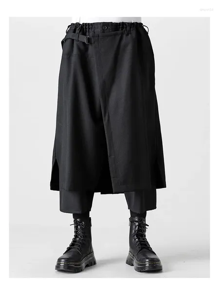 Erkekler Pantolon Çok Katmanlı Pantolonk UNISEX YAMAMOTO-STYLE Erkekler Homme Culottes Geniş Bacak Japonya Tarzı Adam Giysileri