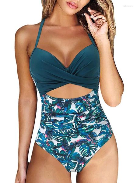 Damen Badebekleidung ausschnitten One -Stück Badeanzug Frauen Push Up Swimming -Anzug Badeln Halfter Beachbekleidung Monokini XL 2024