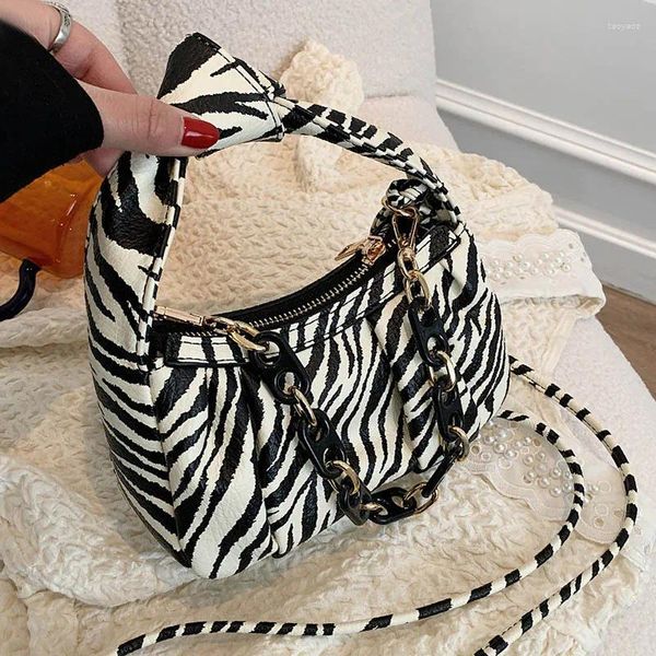 Bolsas de ombro 2024 Bolsas de padrão de zebra casual Mulheres de alta qualidade Bolsa de couro PU Senhoras Moda grossa Burse de axila