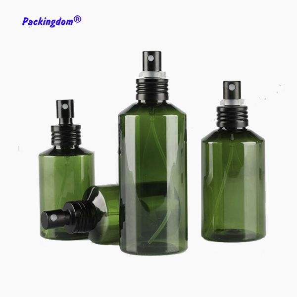 Flaschen 10pcs Plastiksprayflasche feine Nebel Sprühung dunkelgrün leeres Licht vermeiden Container Flaschenabzweifung 50 ml 100 ml 150 ml 200 ml