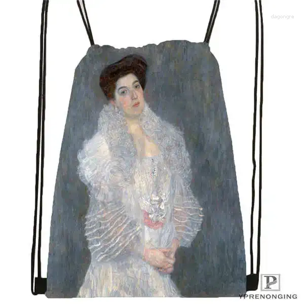 Drawstring özel gustav_klimt sırt çantası çanta sevimli gündüz çocuk satchel (siyah geri) 31x40cm#20240611-02-98