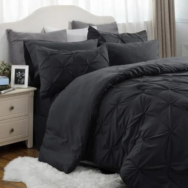Наборы постельных принадлежностей King Size Devet Set - Cal 7 -часовой кровать с плиссированной черной калиткой
