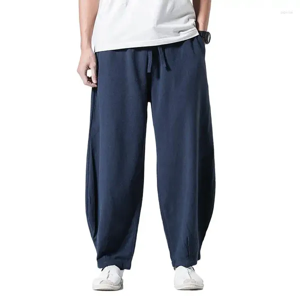 Pantaloni da uomo marchio Long Casual Casual Solido in cotone Soldice Lince Gamba larga Vintage di alta qualità Plus M-6xl 7xl