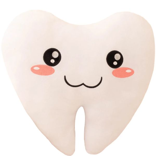 Cuscini 2040 cm simulazione adorabile dente giocattoli peluche graziosi denti bianchi cuscinetto morbido divano divertente regalo decorazioni per bambini per bambini bambini