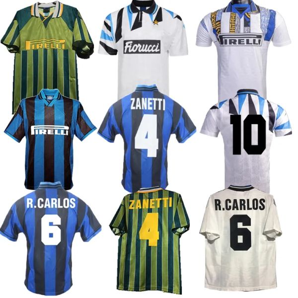 1992 1993 1995 1996 Inter Retro Milans Futbol Forması 95 96 Roberto Carlos Zanetti Bergomi Branca Bergkamp Ince Berti Klasik Vintage Home Away Away 3. Futbol Gömlek