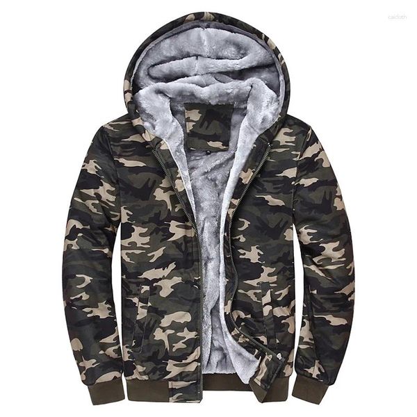 Erkek Hoodies Sonbahar ve Kış Erkek Giyim artı Poleece Kalın Kamuflaj Hoodie Moda Erkekler İngiliz Büyük Boyut İnce Ceket