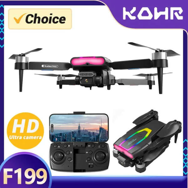 Drones Kohr F199 1080p geniş açılı HD çift kameralı Drone Alial Photography Fırsasız WiFi FPV Profesyonel RC Katlanabilir Quadcopter