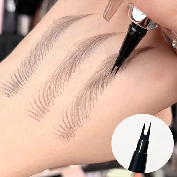 Versorgung 2 Gabeln Flüssiger Augenbrauenstift langlebig natürliche flüssige Augenbrauen Tattoo Stift wasserdichte, schweißfest unteres Wimpern Make -up Kosmetik