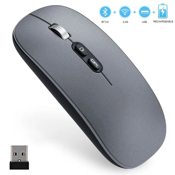 Topi Slim Modalità Dual Modalità Bluetooth Wireless Mouse Bluetooth 5.0 2.4G Mouse wireless ricaricabile wireless con 3 DPI regolabile