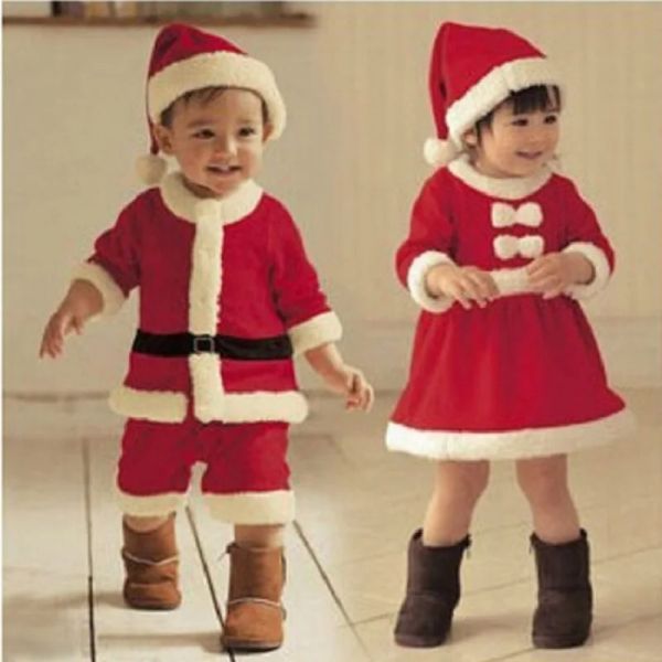 Pieces de Natal Roupas de bebê crianças Papai Noel Cosplay Costume de meninos roupas de manga longa Criança garotas vestidos de inverno infantil fofo