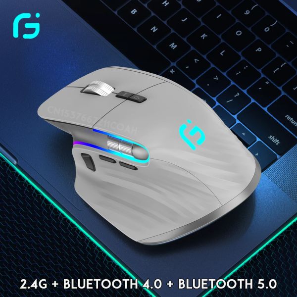 Topi 10000 dpi Mouse da gioco wireless 2,4G Bluetooth Luci colorabili ricaricabili Office ergonomico per laptop per PC