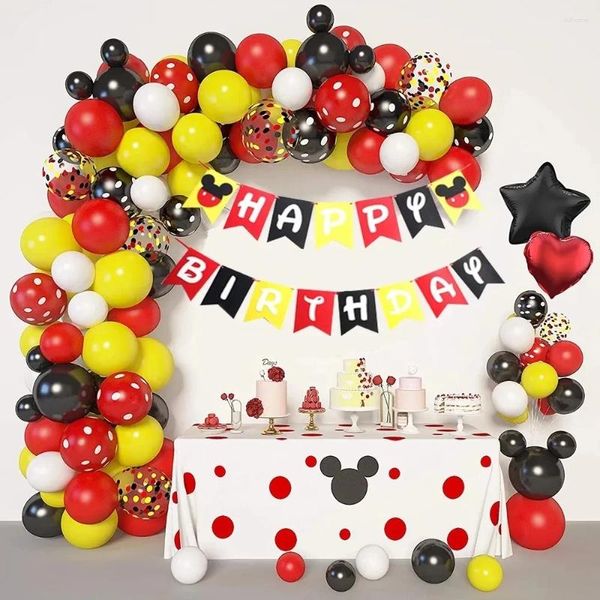 Decoração de festa vermelha preta amarela de balão de guirlanda arco kit de aniversário suprimentos de bola de aniversário de chá de bebê confete de casamento ballon decorações diy