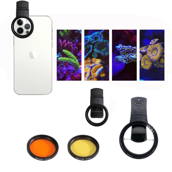 Filtreler 37/52mm akvaryum lens balık tankı deniz tuzlu su deniz suyu mercan resif lens telefon kamera filtreleri lens makro lens balık suları