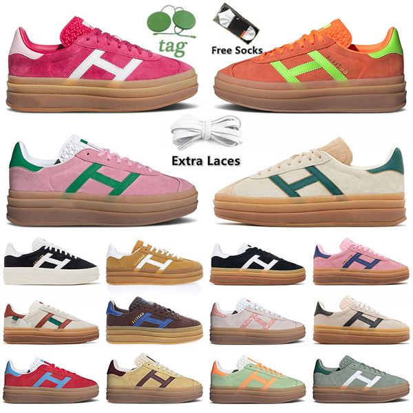 adidas Gazelle Bold Sapatos Mulher designer shoes women Silver Green Gum Trainers og Vegan Cream Collegiate Green Lucid Pink Plate-forme trainers Gazelles Sneakers【code ：L】